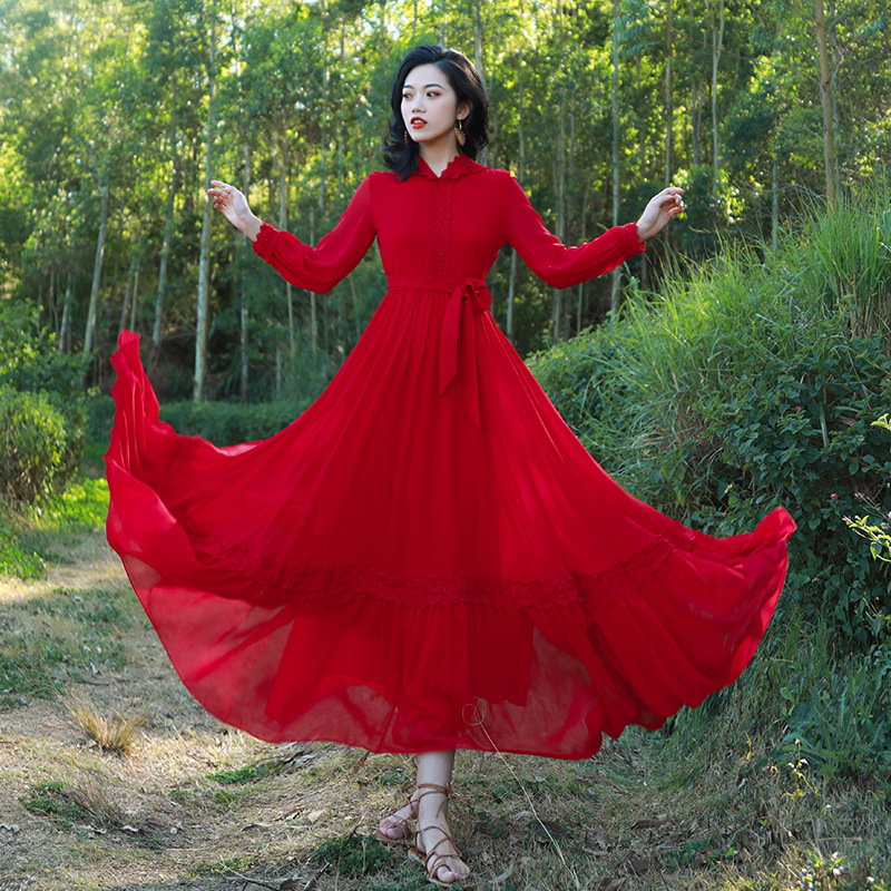 Chaka Salt Lake 2021 Spring and Autumn New Artistic Retro Red Chiffon Dress Desert Holiday Large Swing Dress for Women, White
Chaka Salt Lake 2021 Spring and Autumn New Artistic Retro Red Chiffon Dress Desert Holiday Large Swing Dress for Women, White