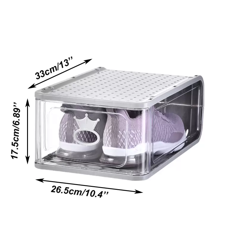 Large Hard Plastic Clear Shoe Box Detachable Folding Stackable Shoes Boxes Organizer Bins Storage Dust-proof Cabinet Thickened Transparent Moisturepro