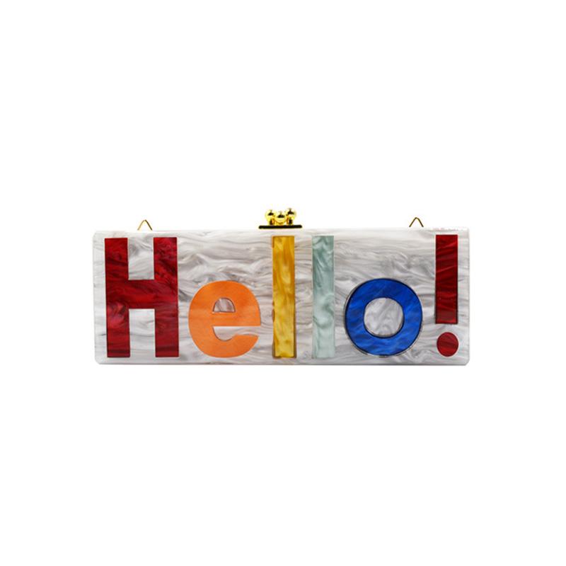 Evening Bags 2022 Latest Acrylic Hello Rectangular Alphabet Dinner Bag Fashion Small Shoulder Messenger Name Box Clutch, Multi
Evening Bags 2022 Latest Acrylic Hello Rectangular Alphabet Dinner Bag Fashion Small Shoulder Messenger Name Box Clutch, Multi