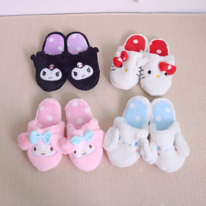 japanese anime slipper cartoon warm plush home shoes kuromied flat nonslip indoor slippers gifts for girl autumn spring pink