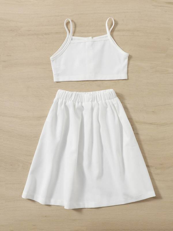 Toddler Girls Button Front Cami Top With Skirt SHE