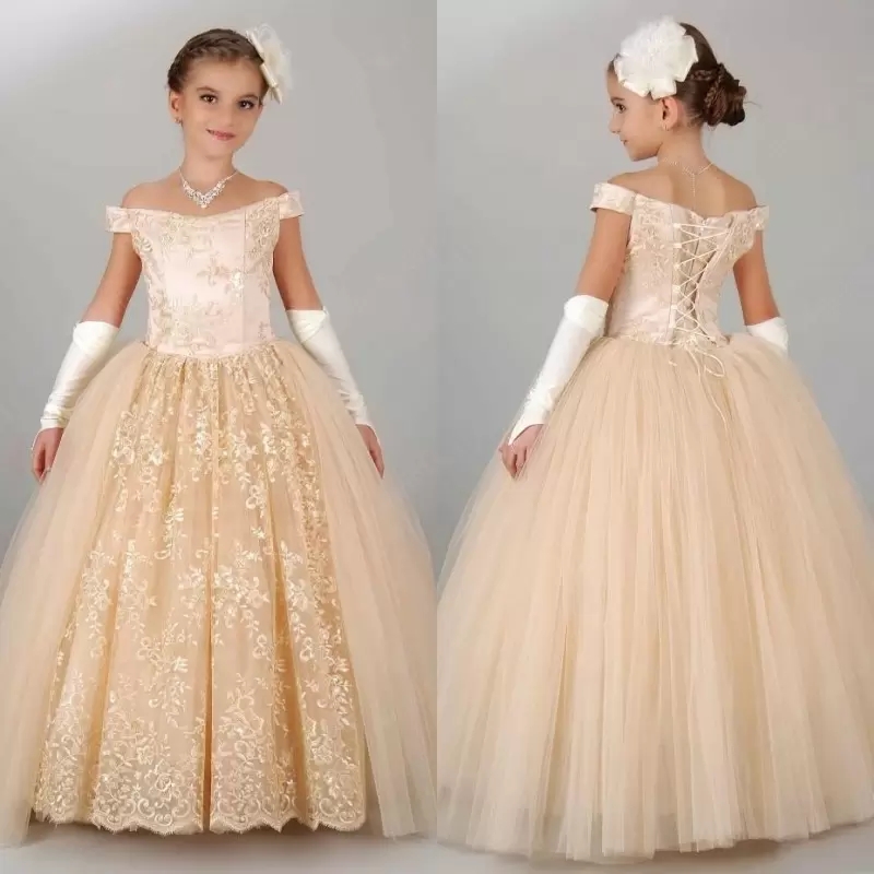 Off the Shoulder Gold Lace Flower Girl Dresses Appliqued Tulle Floor Length Kids Wedding Formal Wear Girl Pageant Dresses Custom Made, Burgundy
Off the Shoulder Gold Lace Flower Girl Dresses Appliqued Tulle Floor Length Kids Wedding Formal Wear Girl Pageant Dresses Custom Made, Burgundy