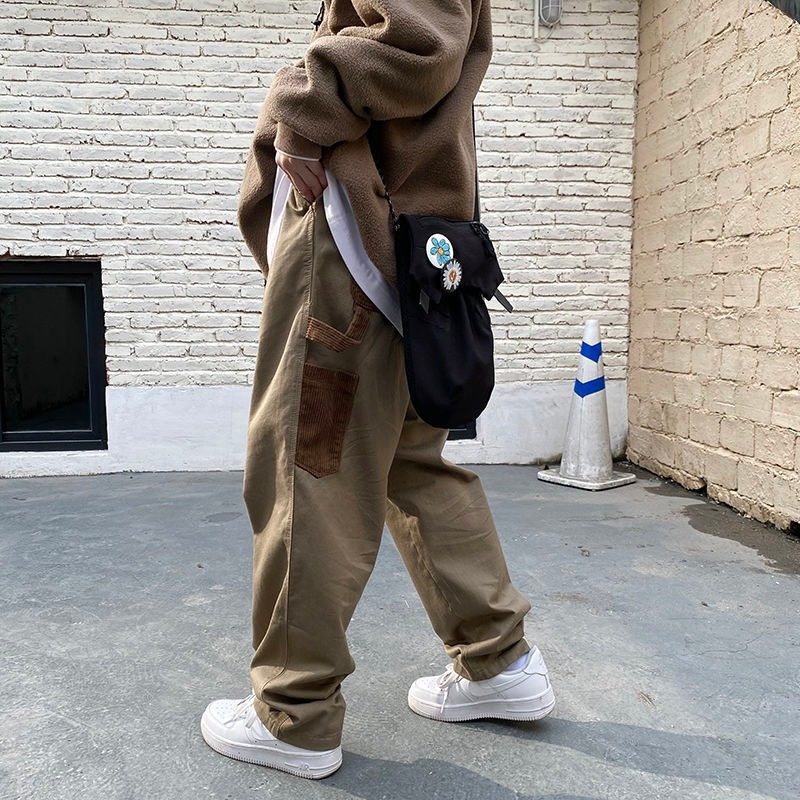 Mens pants loose allmatch overalls autumn and winter ins wideleg trend y2k casual mens trousers 220810