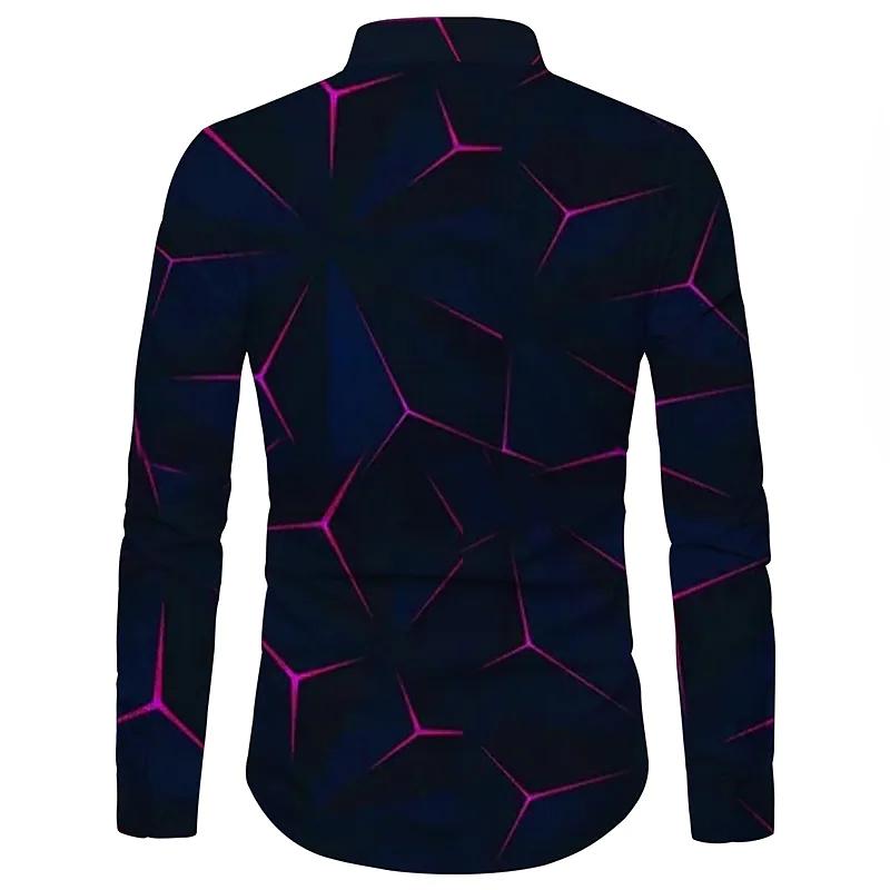 Men's Dress Shirts Spring Autumn Geometric Print Men Cotton Turn-down Long Sleeve Quality Casual Slim Designer Clothing Big Size 5XLMen's