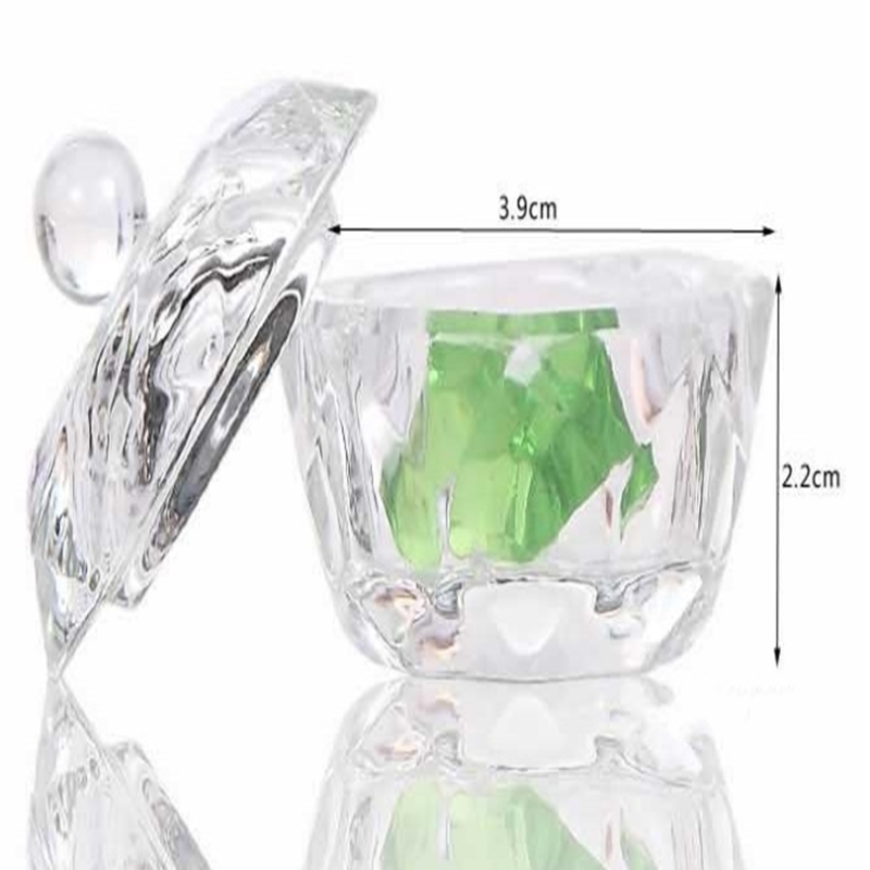 other items Nail Art Acrylic Crystal Glass Dish Bowl Cup with Cap Liquid Glitter Powder Jar container round