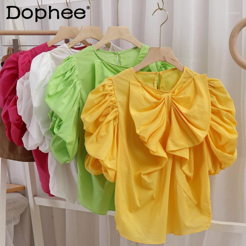 Women's Blouses & Shirts Fashion Vintage Puff Short Sleeve Blouse For Women Irregular Pleated Big Bow Decorative Chiffon Shirt Tops Female B, Green
Women's Blouses & Shirts Fashion Vintage Puff Short Sleeve Blouse For Women Irregular Pleated Big Bow Decorative Chiffon Shirt Tops Female B, Green