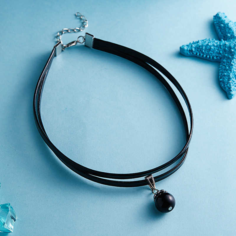 Classic Charm Chi Pearl Choker Necklace For Women Leather Rope Collar Clavicle Chain Jewelry Gifts