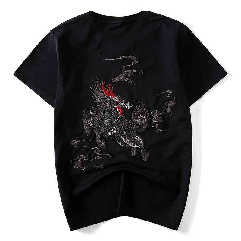 Summer new fashion Chine style Kirin embroidery loose fat pure cotton half sve T-shirt social short sve t-shirt men, White
Summer new fashion Chine style Kirin embroidery loose fat pure cotton half sve T-shirt social short sve t-shirt men, White