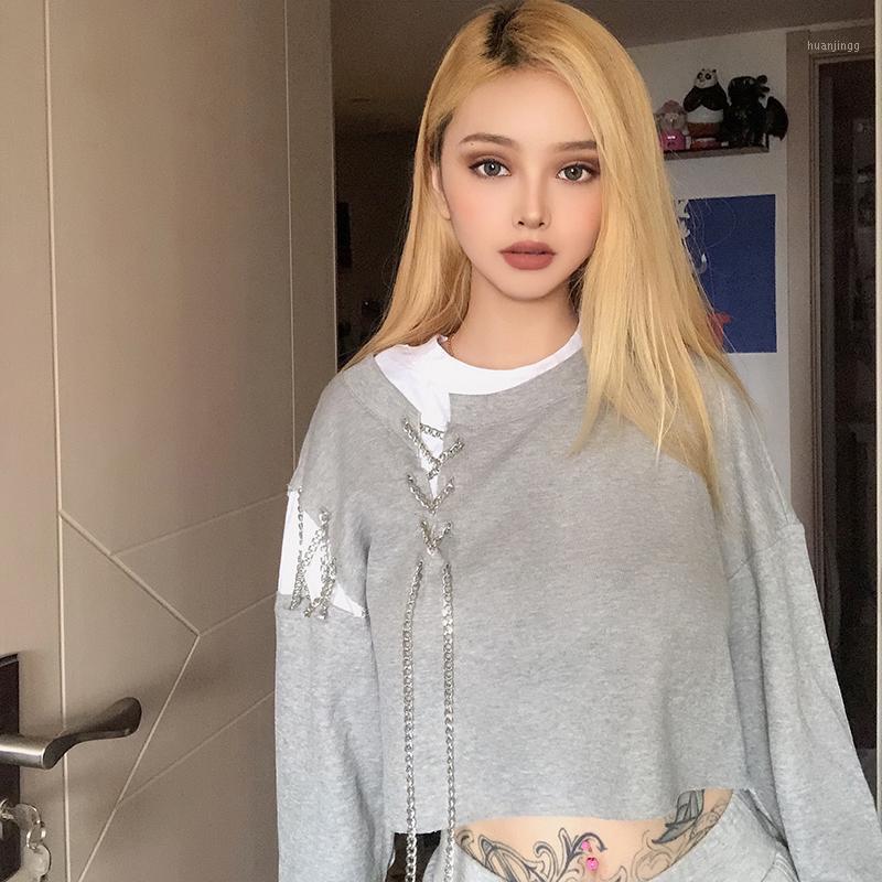 Women' Hoodies & Sweatshirts Street Fashion Chain Stitching Fake Two Women Long Sleeve Hollow Out Loose Pullover Vintage, Gray
Women' Hoodies & Sweatshirts Street Fashion Chain Stitching Fake Two Women Long Sleeve Hollow Out Loose Pullover Vintage, Gray