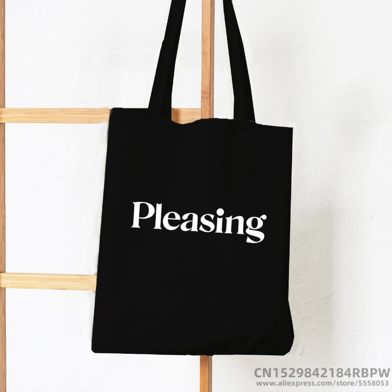 

Evening Bags Pleasing Funy Letter Women Large Capacity Canvas Tote Bag Girl Reusable Shopper Foldable Ecobag Aesthetic Student Book Handbags, T1013w-black