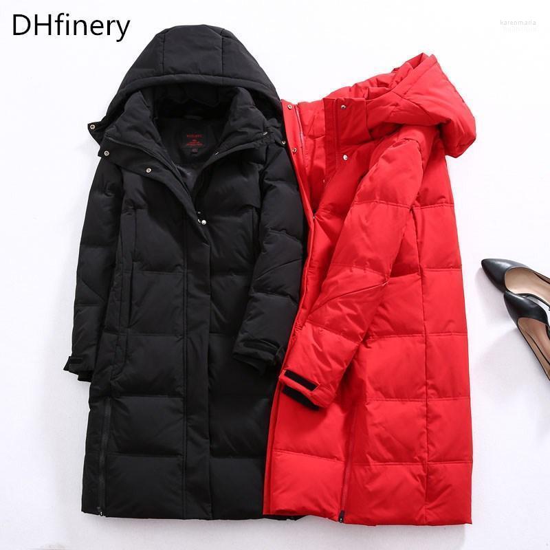 Women's Down & Parkas DHfinery Womens Winter Jacket Long Design 90% White Duck Coat Large Hooded At Minus 30 Degrees W18008 Kare22, Black
Women's Down & Parkas DHfinery Womens Winter Jacket Long Design 90% White Duck Coat Large Hooded At Minus 30 Degrees W18008 Kare22, Black