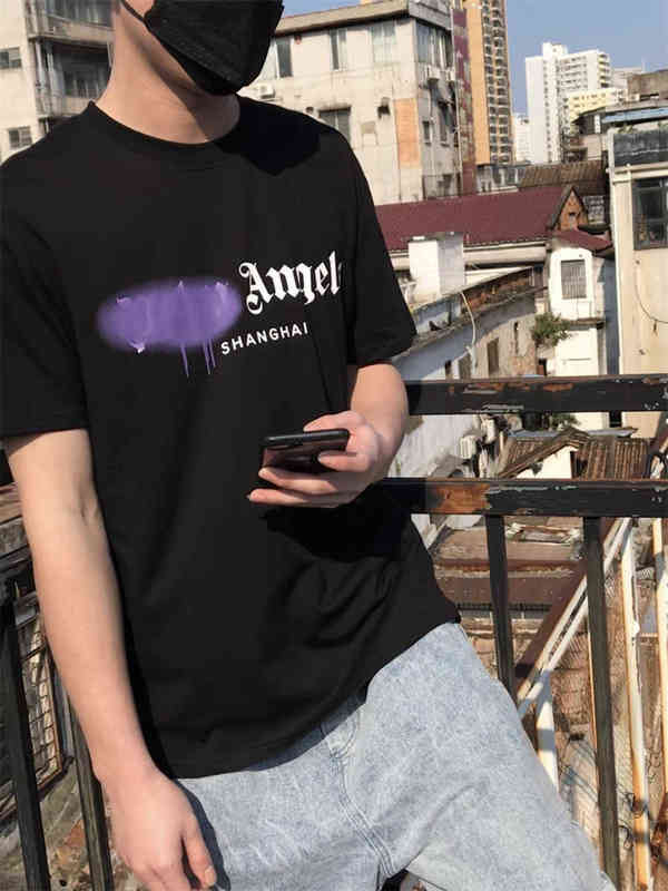 T-shirt Palm palmAngel spray painted alphabet printed round neck short sleeve loose casual men' and women' T-shirt trend, Black blue paint
T-shirt Palm palmAngel spray painted alphabet printed round neck short sleeve loose casual men' and women' T-shirt trend, Black blue paint