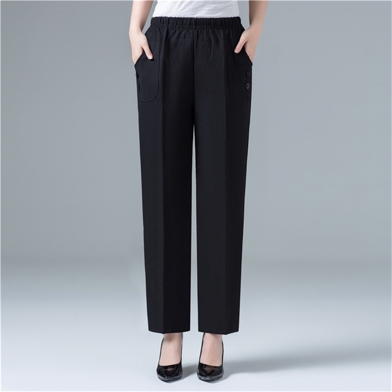 Summer Women Cotton Linen Harem Pants Ankle-Length Trousers Women Plus Size Vintage Korean Pants High Waist Black Straight Pants LJ201130