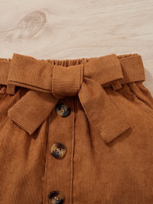 Toddler Girls Floral Ruffle Trim Top & Belted Skirt SHE