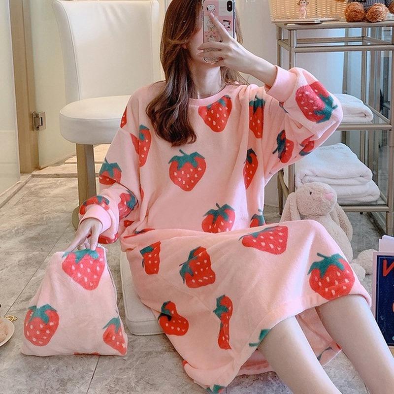 Casual Dresses Lugentolo Cute Flannel Dress Women Korean Loose Print Plush Long O-Neck Full Sleeves Winter Comfortable And Soft Pajamas, Black;gray
Casual Dresses Lugentolo Cute Flannel Dress Women Korean Loose Print Plush Long O-Neck Full Sleeves Winter Comfortable And Soft Pajamas, Black;gray