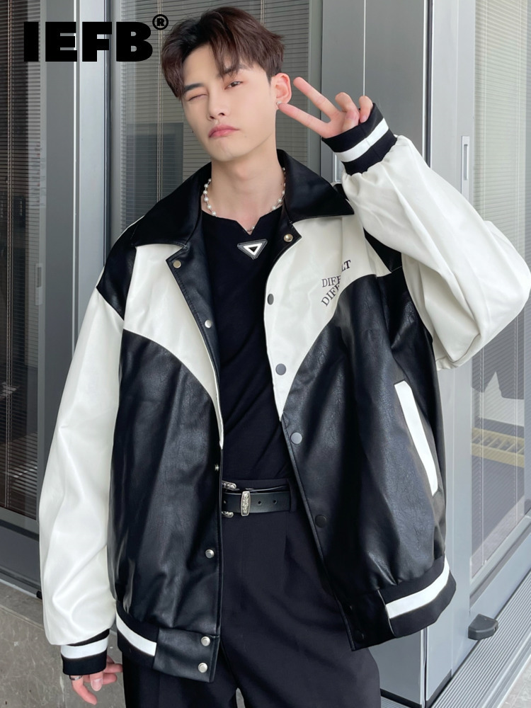 IEFB PU Leather Jacket Men's Fashion Loose Autumn Korean Contrast Color Zipper Lapel Motorcycle Male Tops 9A4421 220816, Black
IEFB PU Leather Jacket Men's Fashion Loose Autumn Korean Contrast Color Zipper Lapel Motorcycle Male Tops 9A4421 220816, Black