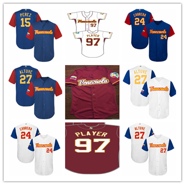 2017 Venezuela World Baseball Jersey Custom 27 Jose Altuve 24 Miguel Cabrera 15 Salvador Perez 34 Felix Hernandez 2 Alcides Escobar 30 Robert Suarez Man's Stitched, Man blue
2017 Venezuela World Baseball Jersey Custom 27 Jose Altuve 24 Miguel Cabrera 15 Salvador Perez 34 Felix Hernandez 2 Alcides Escobar 30 Robert Suarez Man's Stitched, Man blue