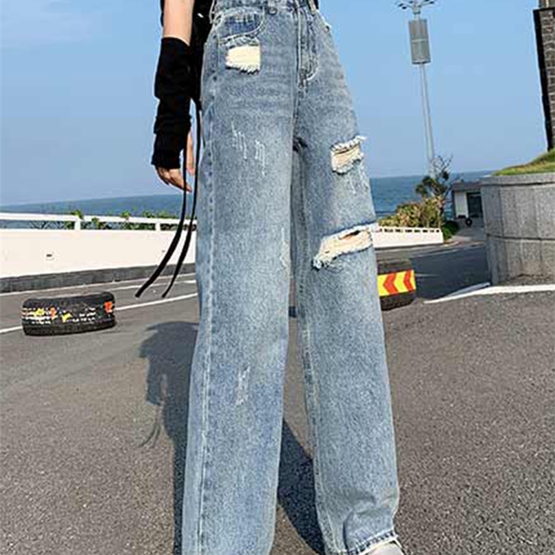 Syiwidii Jeans for Women Y2k Baggy Wide Leg Jeans Ripped Boyfriend High Waisted Distressed Jeans Streetwear Vintage Denim Pants 220815