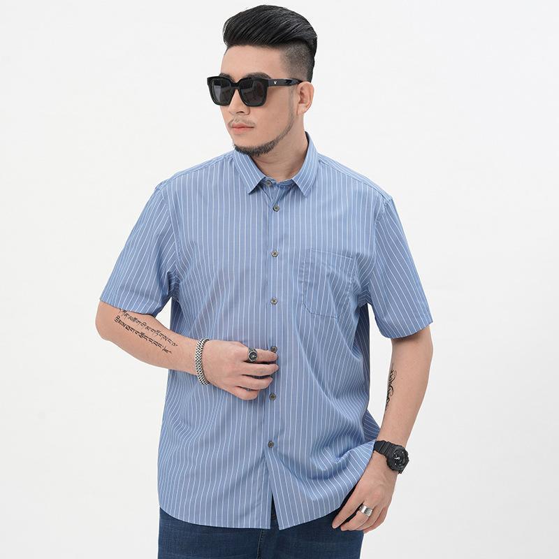 Extra XL Menswear Summer Men's Clothing Short Sleeve Striped Shirt Loose Yarn Dyed Plus Size Men Casual Shirts, Fog blue
Extra XL Menswear Summer Men's Clothing Short Sleeve Striped Shirt Loose Yarn Dyed Plus Size Men Casual Shirts, Fog blue