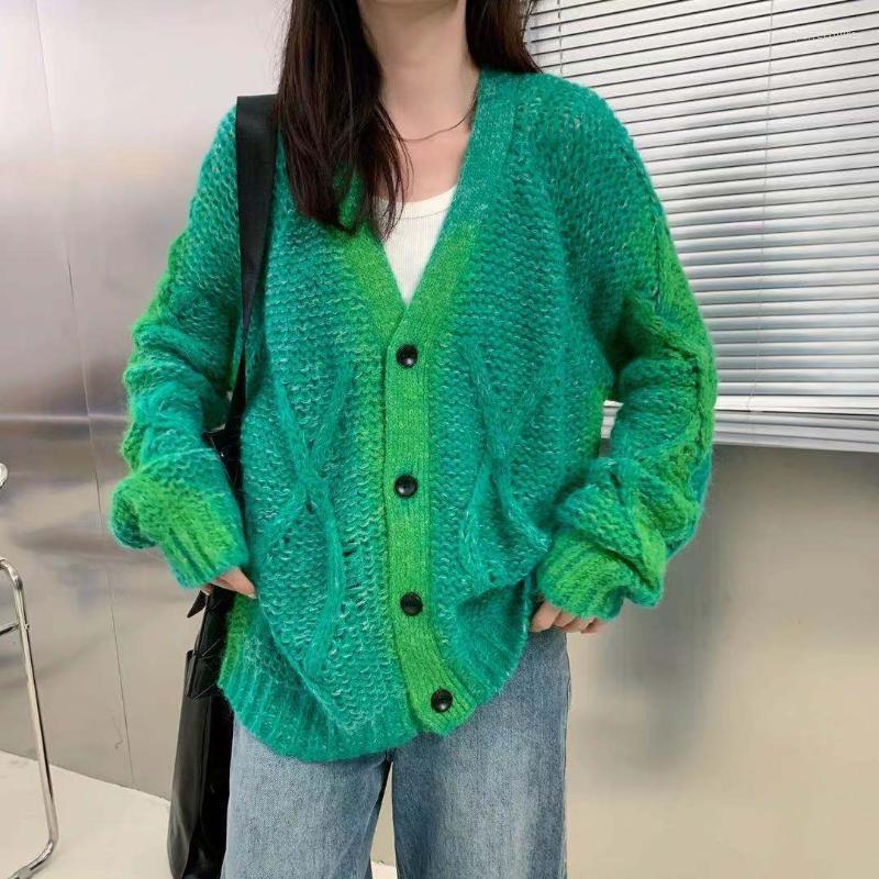 Women' Knits & Tees Autumn Women Sweater Mohair Green Twisted Knit Cardigan Rhombus Long Sleeve Perf22
Women' Knits & Tees Autumn Women Sweater Mohair Green Twisted Knit Cardigan Rhombus Long Sleeve Perf22