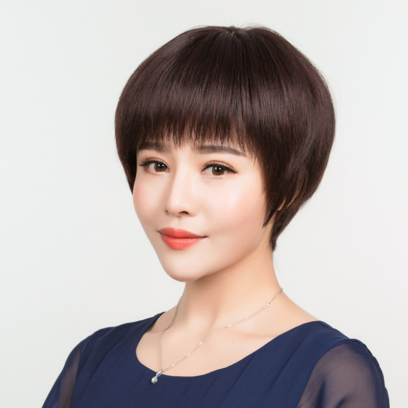 Wigs Female short hair mother short straight lady middle-aged and old round face imitation human fashion natural realistic, Natural color
Wigs Female short hair mother short straight lady middle-aged and old round face imitation human fashion natural realistic, Natural color