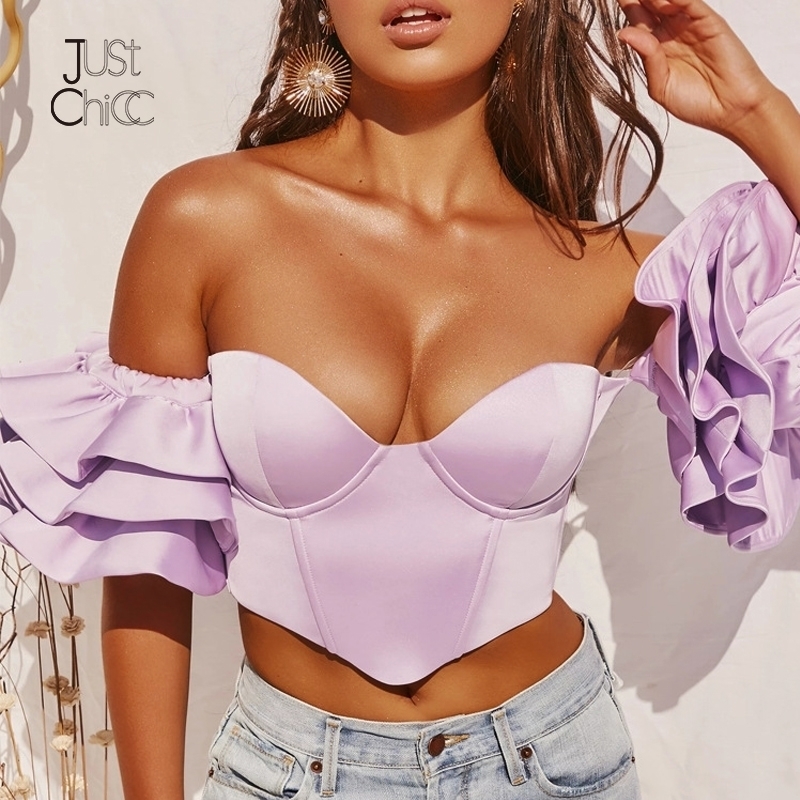 Justchicc Ruffles Purple Off Shouler Crop Top V Neck Backless Cute Tube TShirt Back zipper Sexy Club Party Women Summer Tops Y200824
Justchicc Ruffles Purple Off Shouler Crop Top V Neck Backless Cute Tube TShirt Back zipper Sexy Club Party Women Summer Tops Y200824