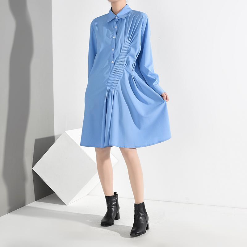 Casual Dresses Women Blue Pelated Split Joint Temperament Shirt Dress Lapel Long Sleeve Loose Fit Fashion Spring Autumn 2022
Casual Dresses Women Blue Pelated Split Joint Temperament Shirt Dress Lapel Long Sleeve Loose Fit Fashion Spring Autumn 2022