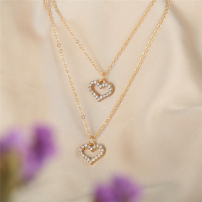 Pendant Necklaces Fall And Winter Style Contracted Temperament Necklace Female Gold Set Diamond Love Double NecklacePendant 
Pendant Necklaces Fall And Winter Style Contracted Temperament Necklace Female Gold Set Diamond Love Double NecklacePendant