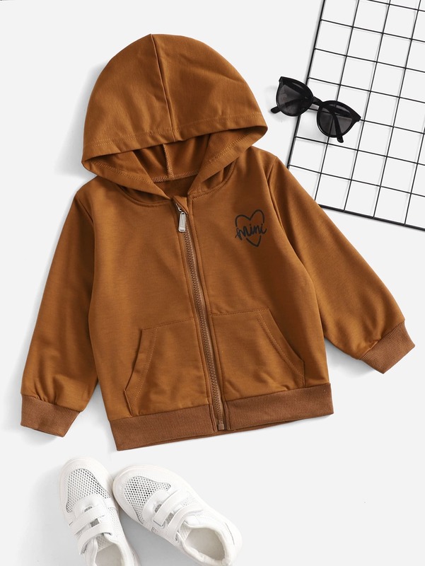 Toddler Boys Heart And Letter Graphic Zip Up Hoodie SHE