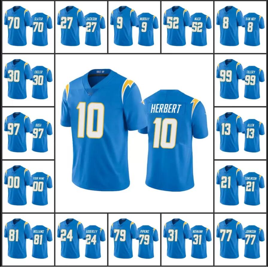 Jersey Los Angeles''Chargers''Men #10 Justin Herbert 52 Khalil Mack 97 Joey Bosa 70 Rashawn Slater Women Youth''NFL''Custom Powder Blue, Custom men (s d)
Jersey Los Angeles''Chargers''Men #10 Justin Herbert 52 Khalil Mack 97 Joey Bosa 70 Rashawn Slater Women Youth''NFL''Custom Powder Blue, Custom men (s d)