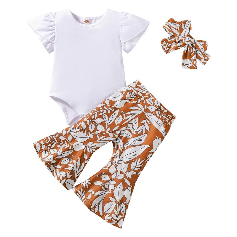 Clothing Sets Infant Baby Girls 3Pcs Clothes Outfit Round Neck Short Sleeve Solid Color Romper Leaves Printed Flare Pants HeadbandClothing, As pic
Clothing Sets Infant Baby Girls 3Pcs Clothes Outfit Round Neck Short Sleeve Solid Color Romper Leaves Printed Flare Pants HeadbandClothing, As pic