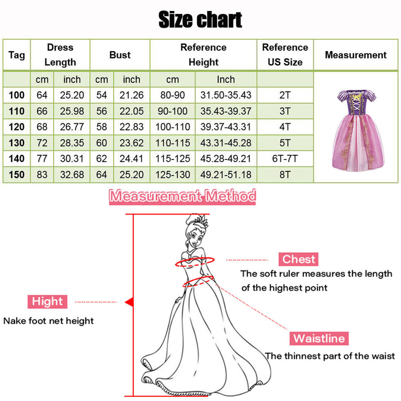Little Girls Rapunzel Dress Kids Summer Princess Costume Tangled Dress Up Children Halloween Christmas Party Clothes 2-10 Years 220324