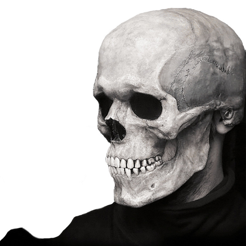 Halloween Party Full Head Skull Mask with Movable Jaw Scary Latex Adult Size Cosplay Masquerade Masks