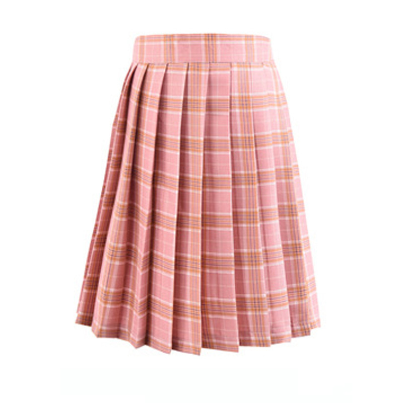 Harajuku Black Skirts Womens Summer High Waist Anime Kawaii School Uniform Short Mini White Pink Plaid Pleated Skirt 220317