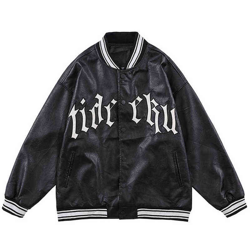 PU Leather Bomber Jacket Men Letter Embroidery Streetwear Autumn Male Hip Hop Baseball Uniform Tide Leather Jacket Outwear T220728, Black
PU Leather Bomber Jacket Men Letter Embroidery Streetwear Autumn Male Hip Hop Baseball Uniform Tide Leather Jacket Outwear T220728, Black