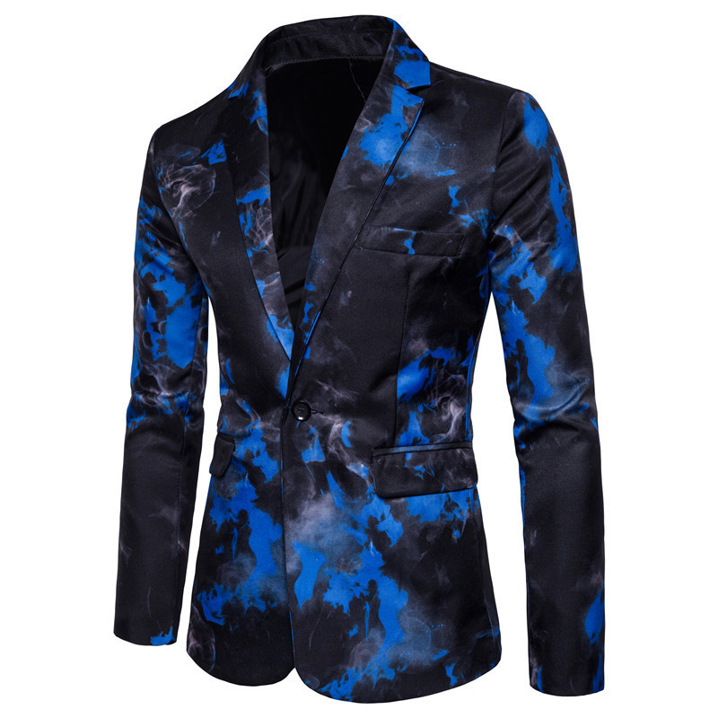 Men's Casual Suits, Business Suits, Red and Blue Flame Printing Dresses, Costumes for Men Wedding Suits for Men 220409