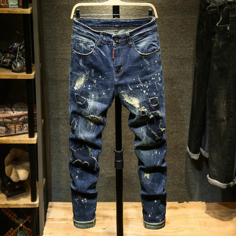 Men's Jeans Blue Hole Patch Mens Trendy Streetwear Fashion Casual Stretch Slim Ripped Denim Pants Spliced Designer Biker TrousersMen's, K30
Men's Jeans Blue Hole Patch Mens Trendy Streetwear Fashion Casual Stretch Slim Ripped Denim Pants Spliced Designer Biker TrousersMen's, K30