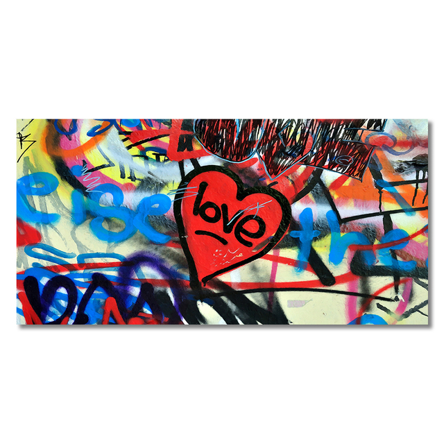 Graffiti Art Love Heart Wall Canvas Art Painting Pop Street Posters Prints Wall Art Pictures for Living Room Home Decor Cuadros
