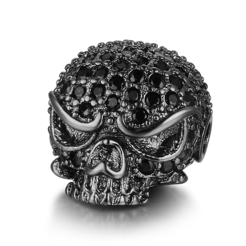 Fashion CZ Micro Pave Skull Charm Beads for DIY Bracelet Jewelry Making