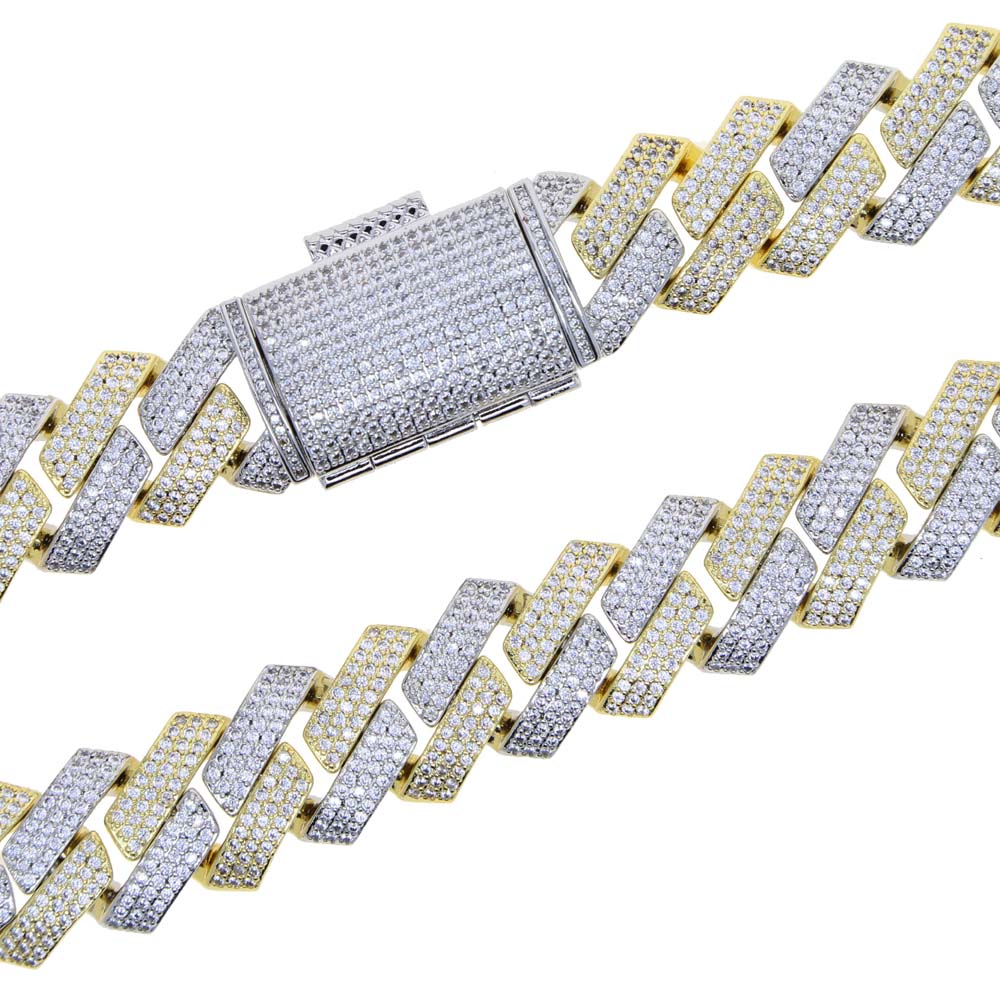 Big Heavy Hip Hop ice Men Boy Necklace Jewelry Micro Pave CZ Rose Gold Two Tone Color Rock Punk Ice Out Cuban Chain Necklaces 19mm