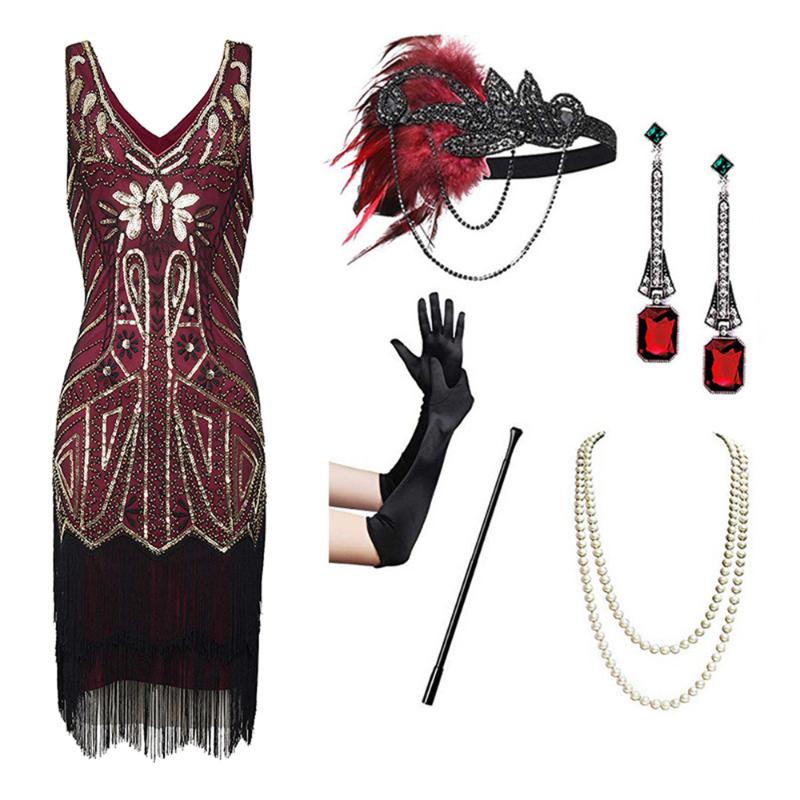 Party Dresses 1920s Retro Sequin Tassel Dress Pin Bead Dinner With AccessoriesParty, Black accessories
Party Dresses 1920s Retro Sequin Tassel Dress Pin Bead Dinner With AccessoriesParty, Black accessories