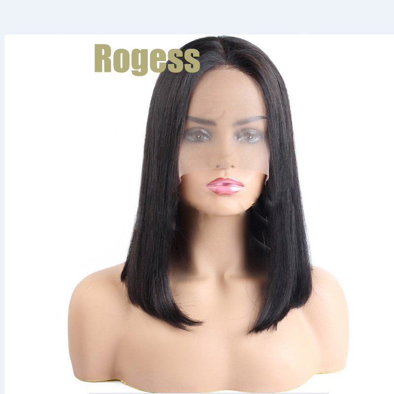 Rogess Fashion Short Straight Lace Bob Wig 150% Density Human Hair Natural wigs 8inch 10inch 12inch 14inch
