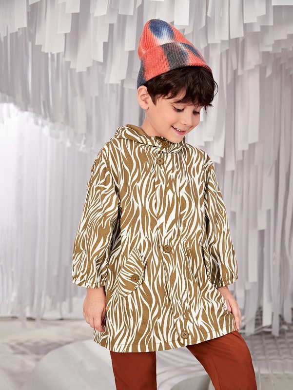 Toddler Boys Allover Print Hooded Coat SHE