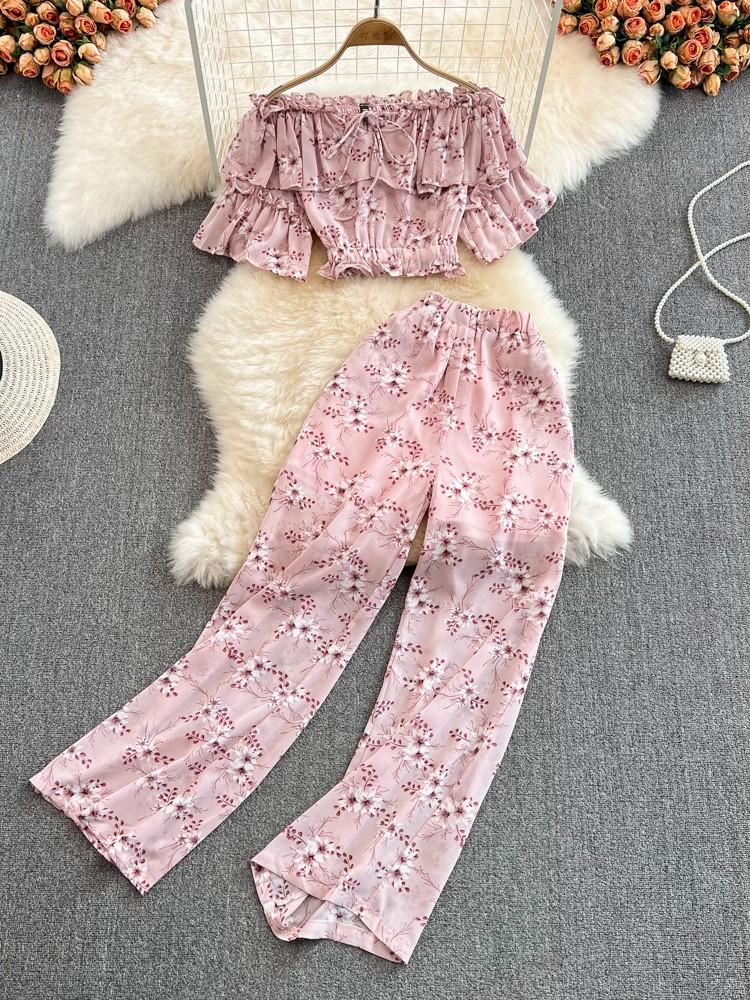 Women's Two Piece Pants Women Summer Boho Floral Beach Set Sexy Slash Neck Off Shoulder Short Top S& High Waist Leg Long SuitsWomen's, White
Women's Two Piece Pants Women Summer Boho Floral Beach Set Sexy Slash Neck Off Shoulder Short Top S& High Waist Leg Long SuitsWomen's, White