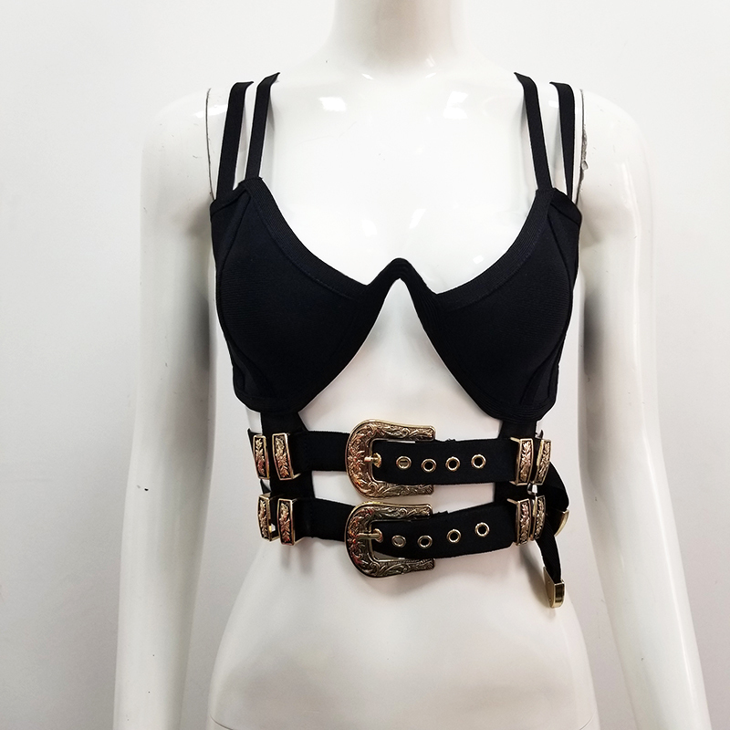 Fashion Camis Sexy Punk Style Rayon Bandage Tank Tops For Women Charming Camisole Backless Party 220316