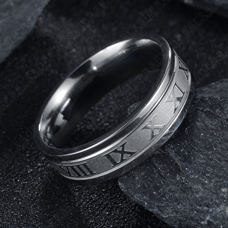 3 Colors Roman Numerals Stainless Steel Ring Fashion Personality Male Rings Jewelry
