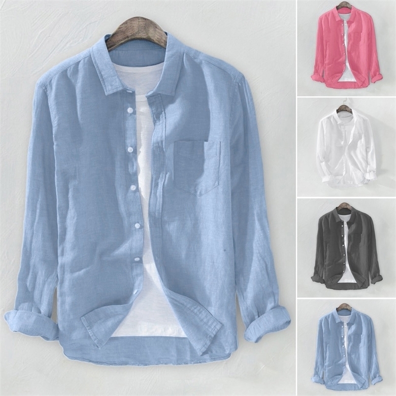 Autumn Streetwear Men Baggy Solid Cotton Linen Long Sleeve Button Down Shirts 220715, Blue
Autumn Streetwear Men Baggy Solid Cotton Linen Long Sleeve Button Down Shirts 220715, Blue