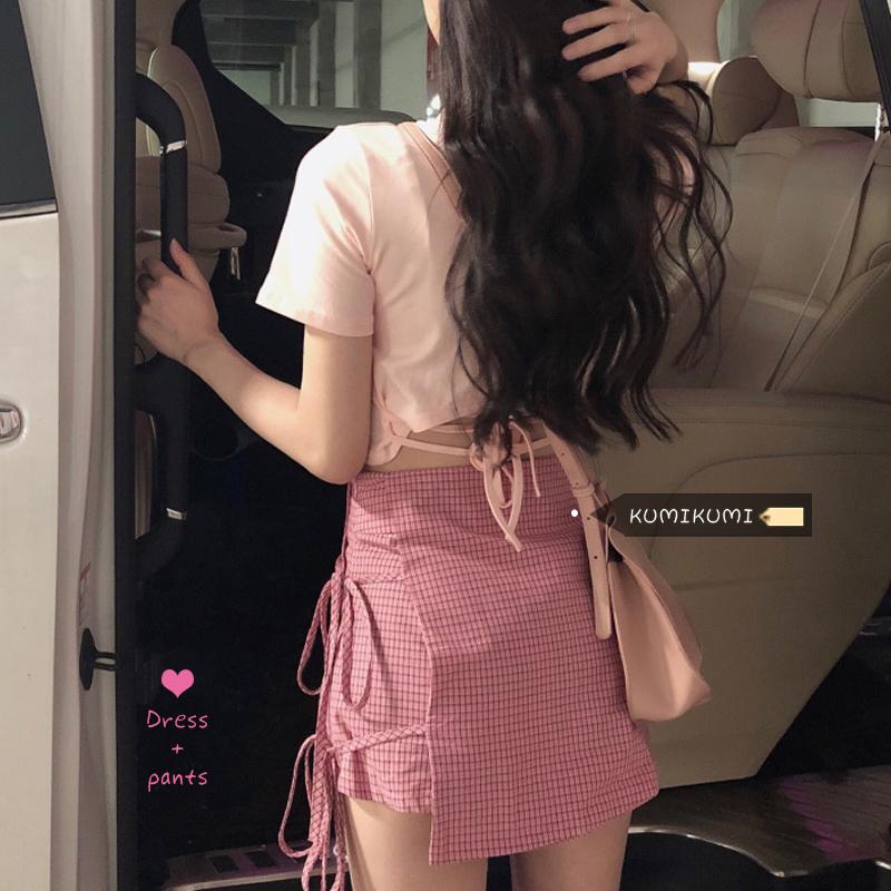 Skirts Short Skirt Women's Summer High-waisted Design Niche Thinness All-match Lace-up Plaid A-line SkirtSkirts, Pink top
Skirts Short Skirt Women's Summer High-waisted Design Niche Thinness All-match Lace-up Plaid A-line SkirtSkirts, Pink top
