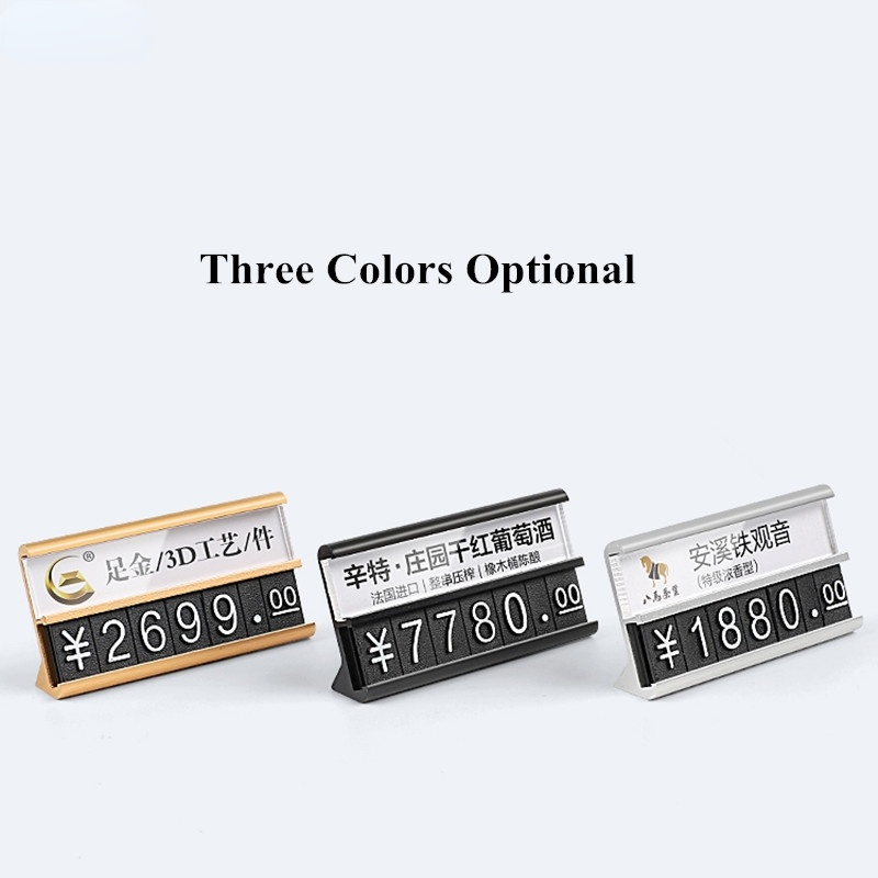 Adjustable Aluminum Price Cube Jewelry Display Tags Set Price Label Sign Card Holder Stand
