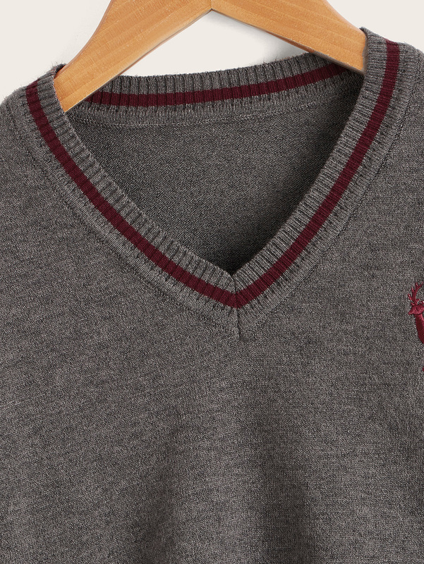 Toddler Boys Deer Embroidery Sweater SHE